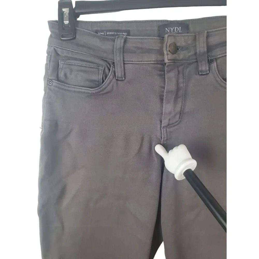 NYDJ Womens 4 AMI Skinny Legging Lift Tuck Technology Gray Mid Rise Casual‎